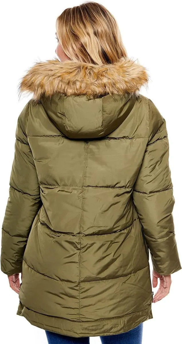 Be Boundless Women's Water-Resistant Faux Fur Hood Framework Anorak Jacket