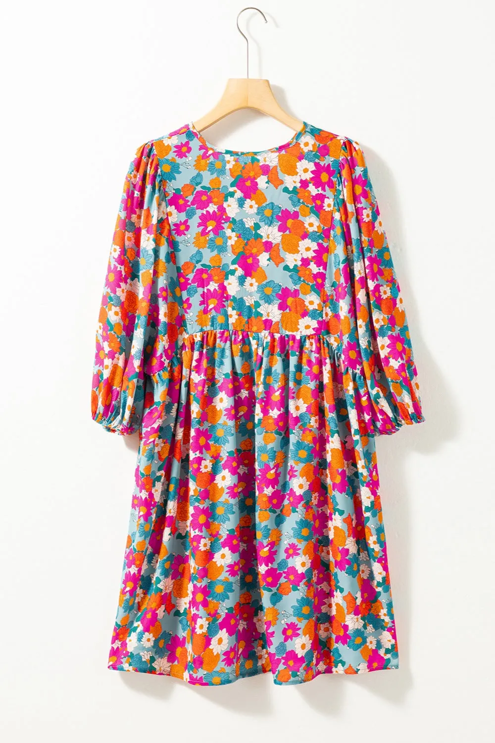 Beach Wedding Guest Attire: Women's Floral Tie-Neck Puff Sleeve Mini Dress