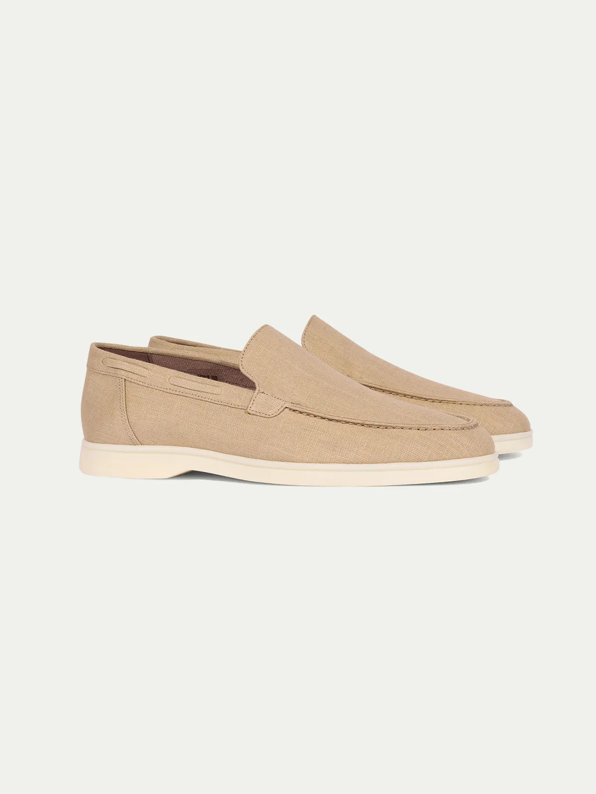 Beige Linen Yacht Loafers