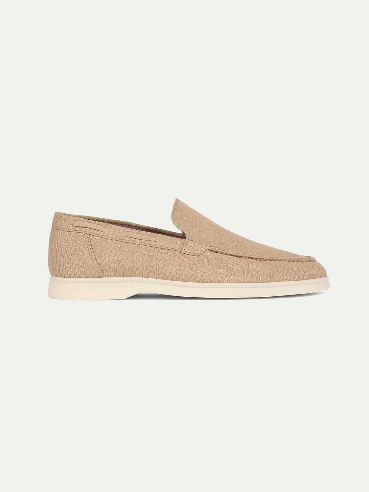 Beige Linen Yacht Loafers