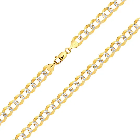 Better Jewelry 10K Gold 7.5mm Cuban Chain Diamond Cut Two Tone