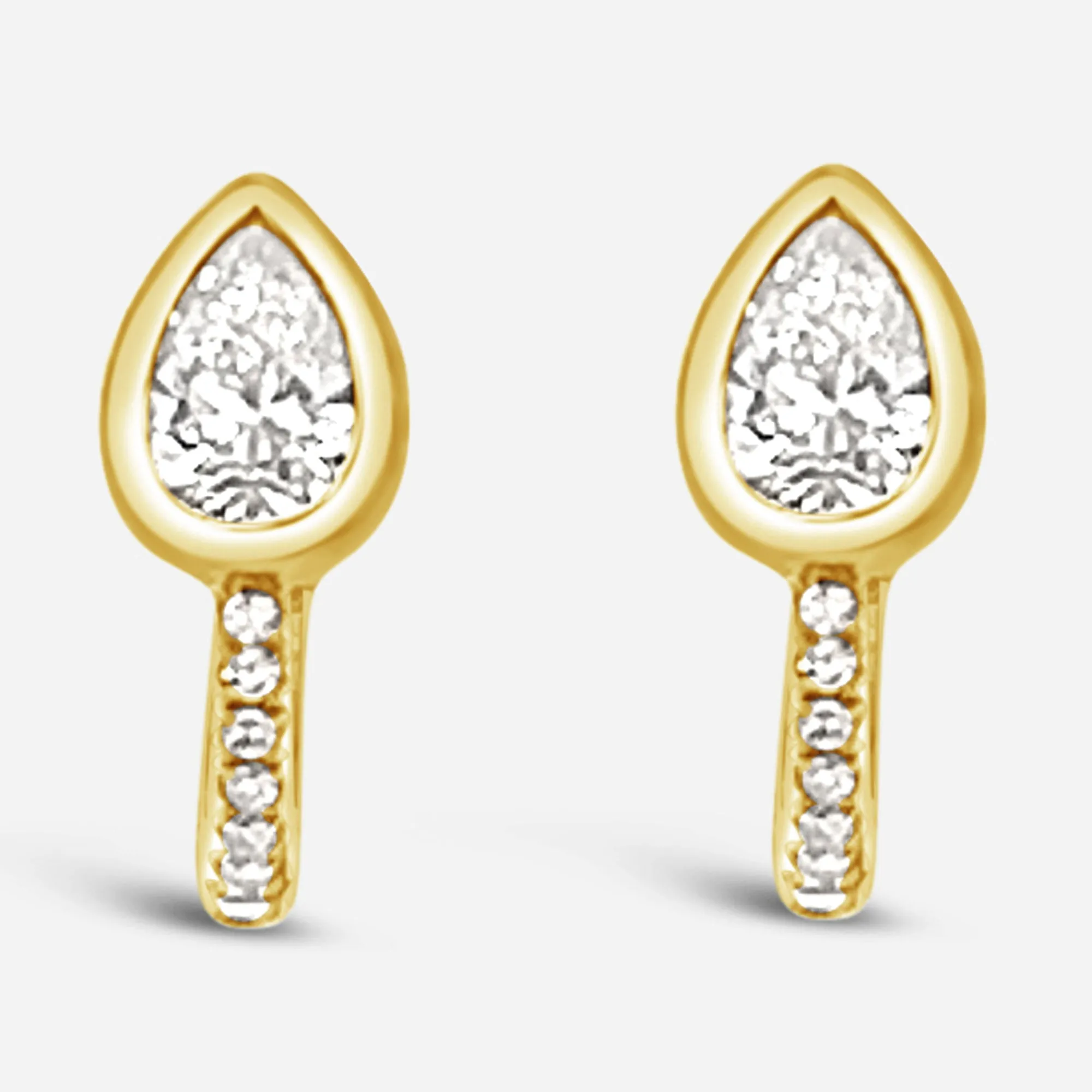 Bezel Pear Huggie Earrings