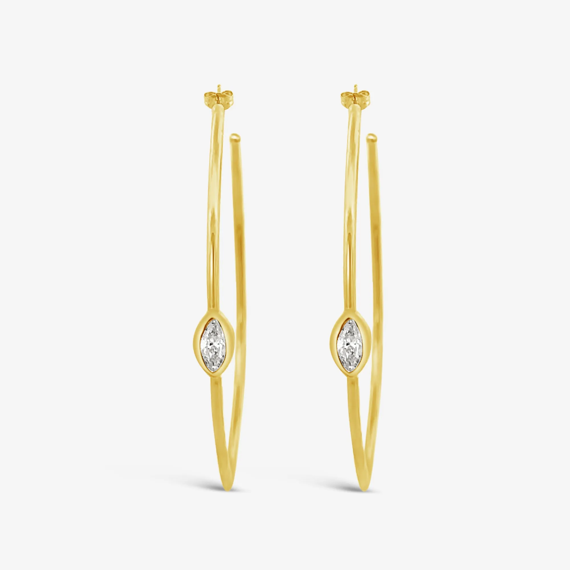 Bezel Set Marquise 0.25CT 1.5 Hoop Earrings