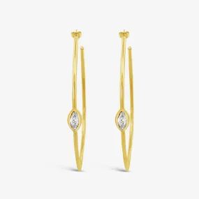 Bezel Set Marquise 0.25CT 1.5 Hoop Earrings