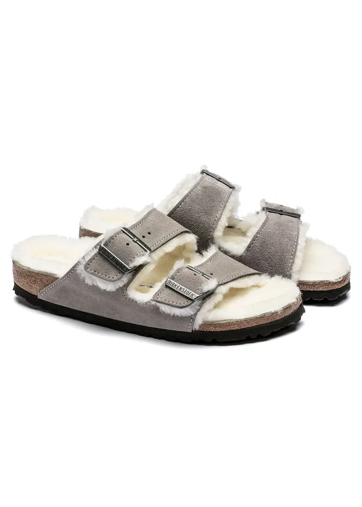 Birkenstock Arizona Shearling Suede 1017403 Stone Coin