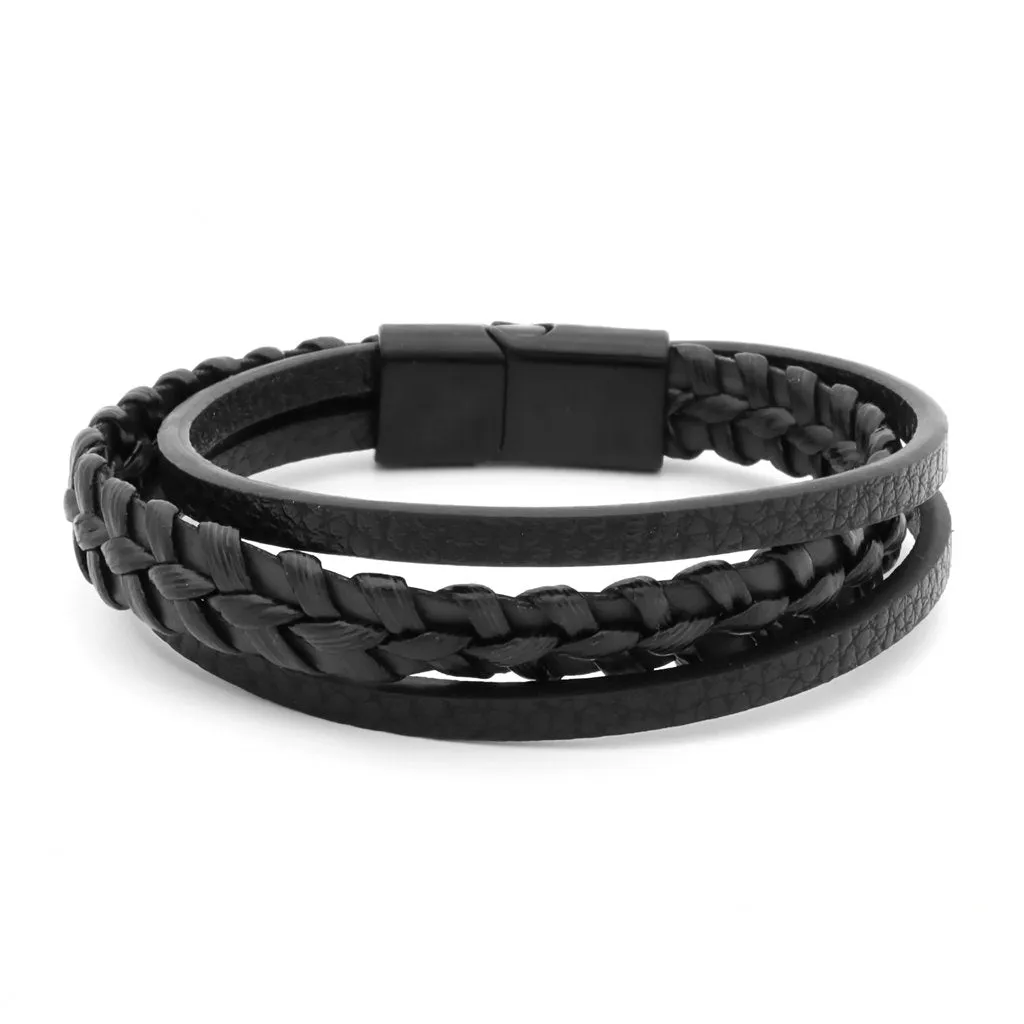 Black Multilayer Braided Leather Bracelet