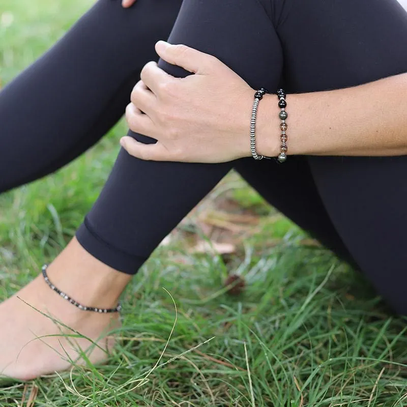 Black Tourmaline and Smoky Quartz Mala Bracelet