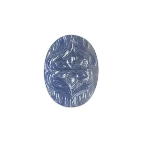 BLUE SAPPHIRE Gemstone Carving : 14.50cts Natural Untreated Unheated Sapphire Hand Carved Oval Shape 24*18mm (With Video)