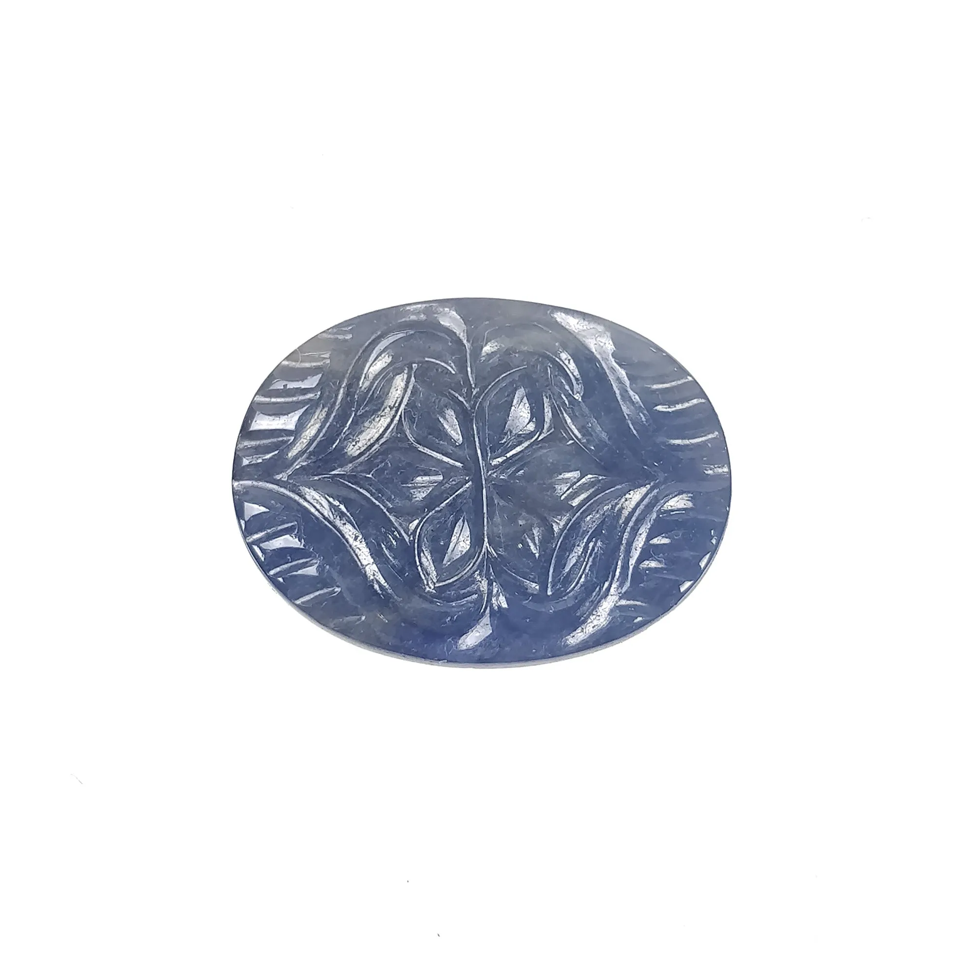 BLUE SAPPHIRE Gemstone Carving : 14.50cts Natural Untreated Unheated Sapphire Hand Carved Oval Shape 24*18mm (With Video)