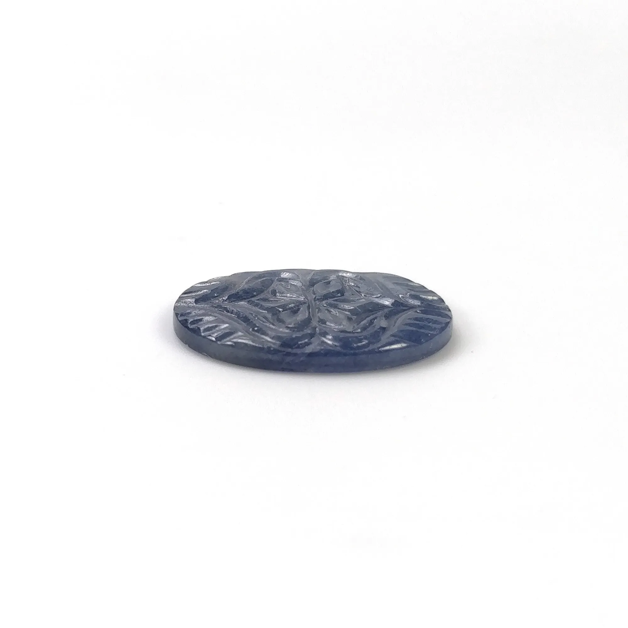 BLUE SAPPHIRE Gemstone Carving : 14.50cts Natural Untreated Unheated Sapphire Hand Carved Oval Shape 24*18mm (With Video)