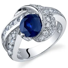 Blue Sapphire Round Cut Sterling Silver Ring Size 6