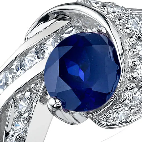 Blue Sapphire Round Cut Sterling Silver Ring Size 6