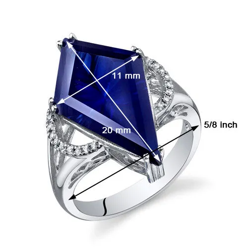 Blue Sapphire Special Cut Sterling Silver Ring Size 9