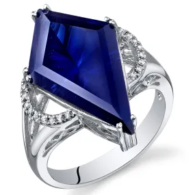 Blue Sapphire Special Cut Sterling Silver Ring Size 9