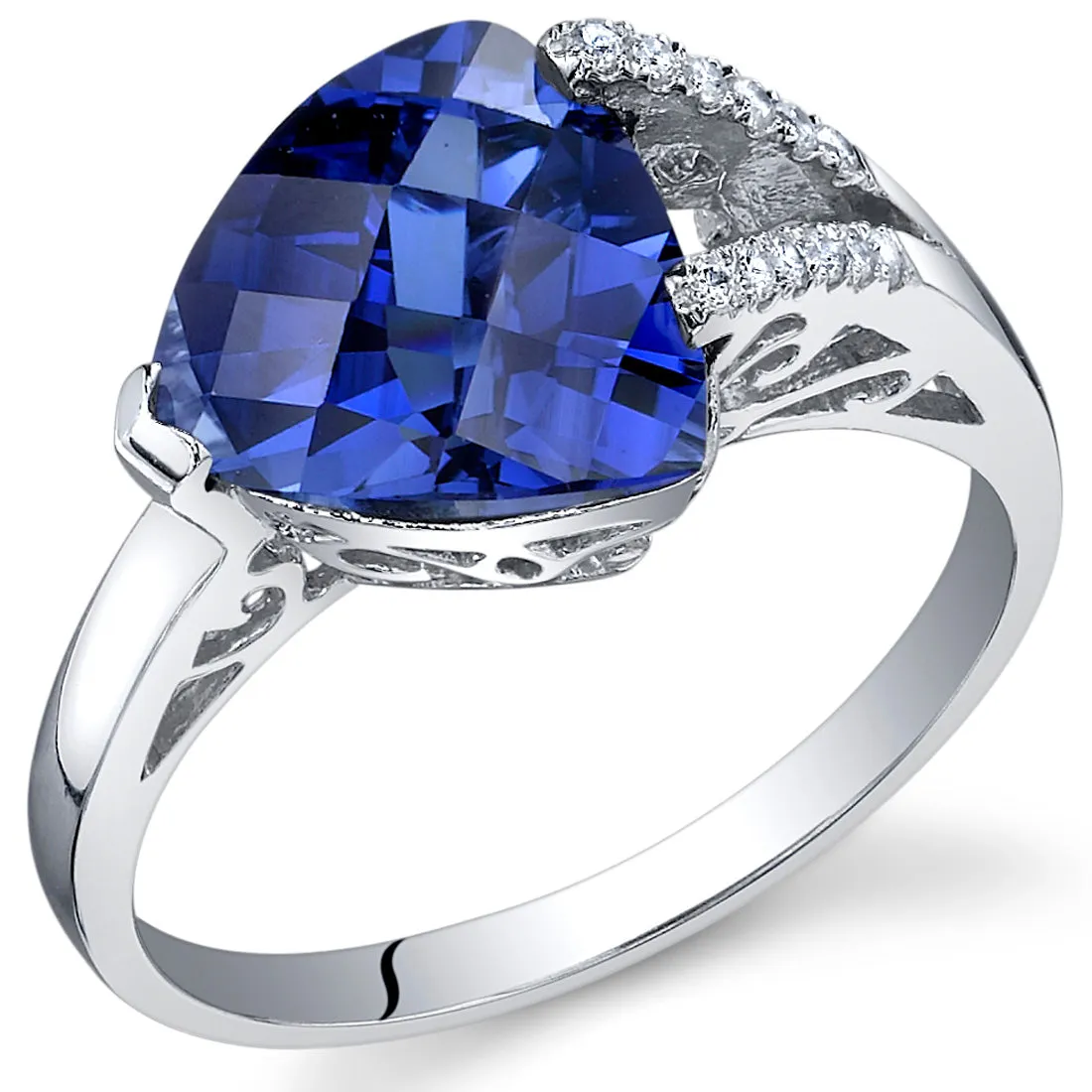 Blue Sapphire Trillion Sterling Silver Ring Size 5