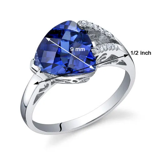 Blue Sapphire Trillion Sterling Silver Ring Size 5