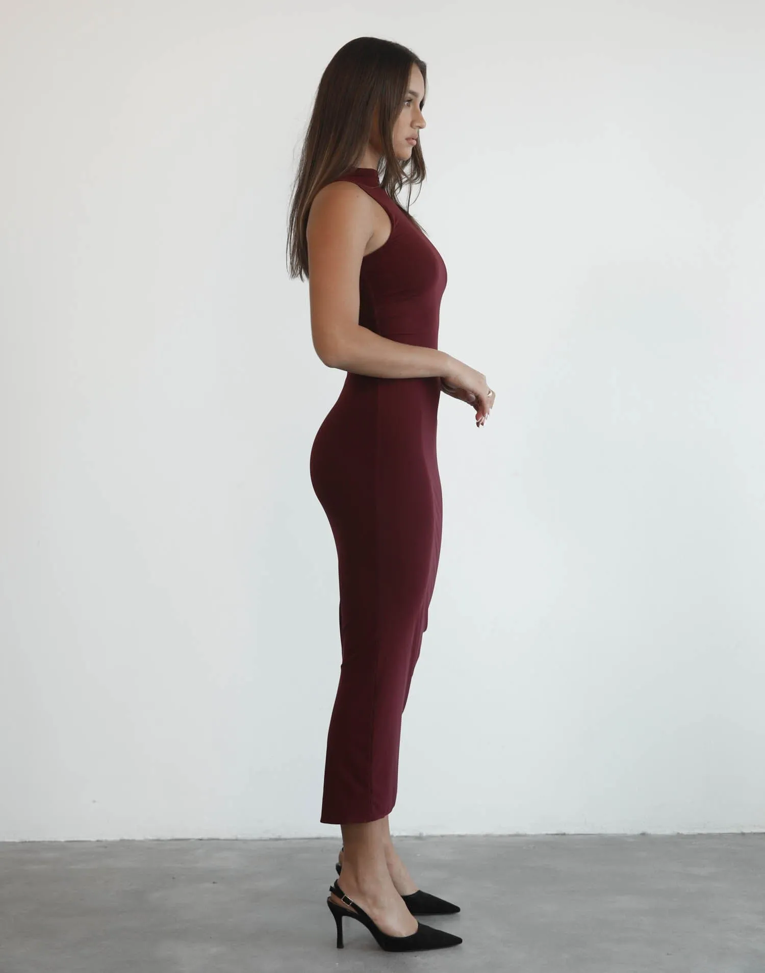 Breaking News Mesh Maxi Dress (Plum)