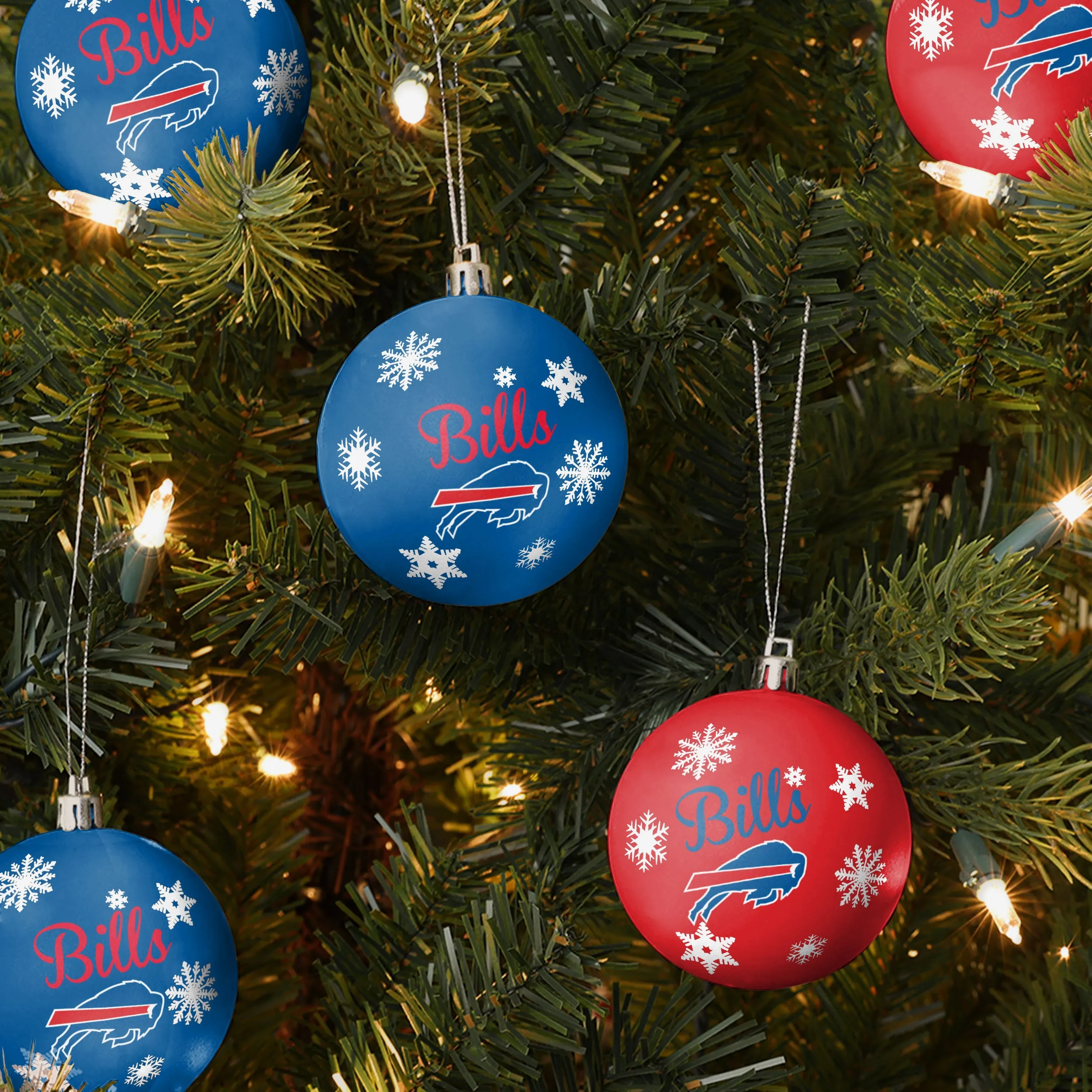 Buffalo Bills 5 Pack Shatterproof Ball Ornament Set