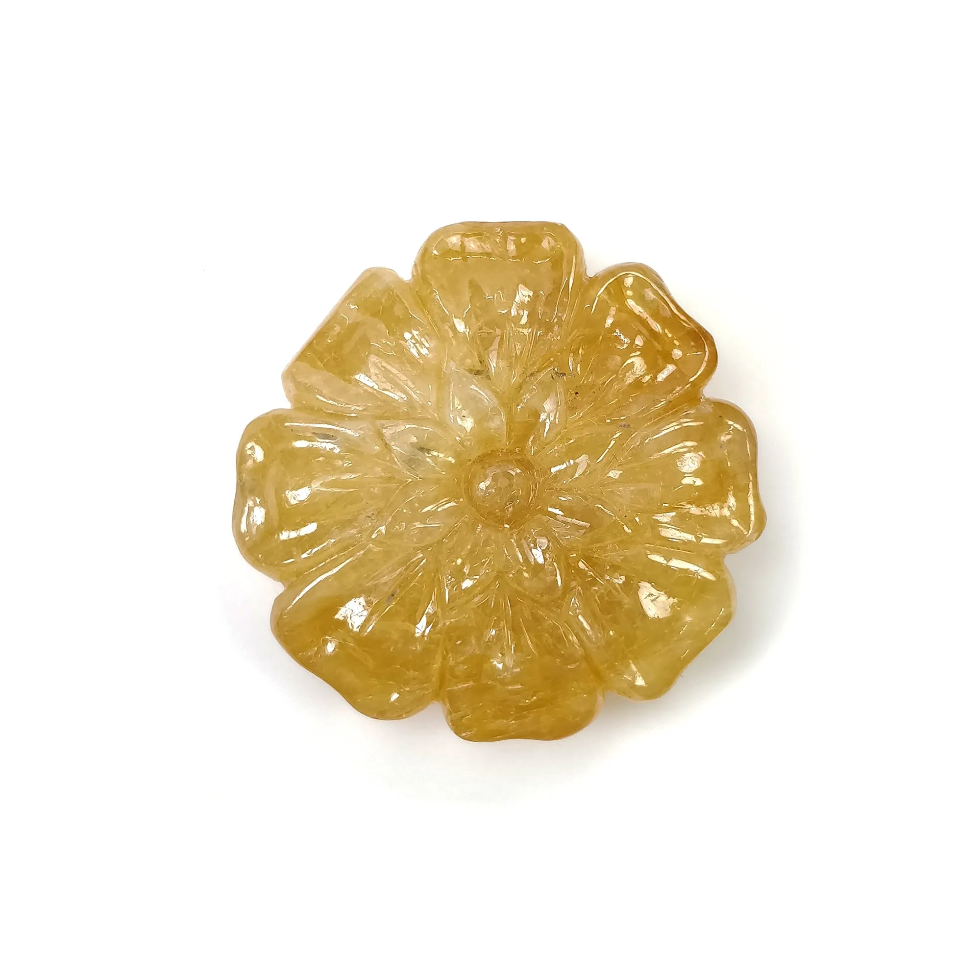 BURMESE Yellow SAPPHIRE Gemstone Carving : 75.50cts Natural Untreated Sapphire Uneven Shape 38.5mm