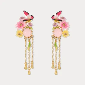 Butterfly Love Flower Tassel Earrings