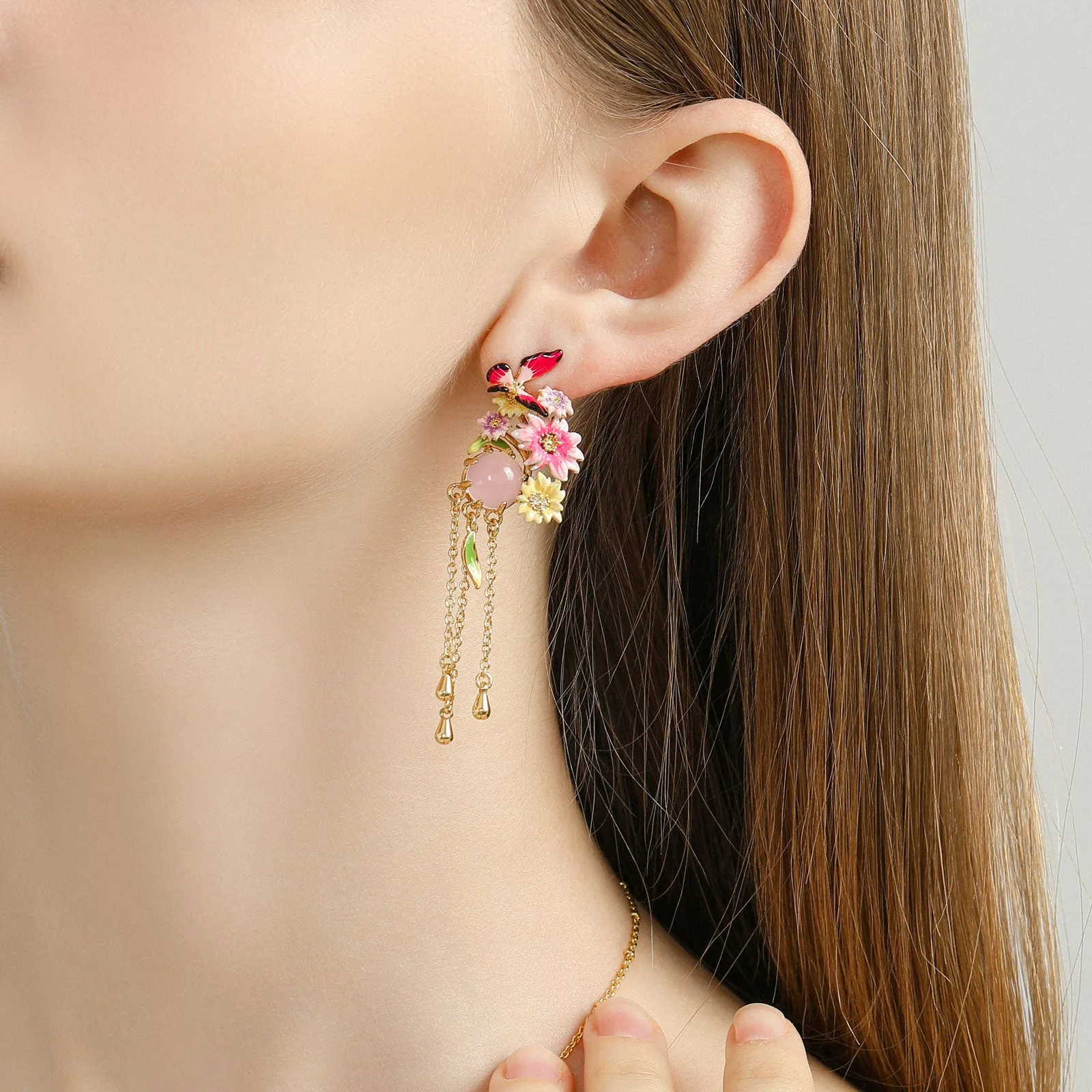 Butterfly Love Flower Tassel Earrings