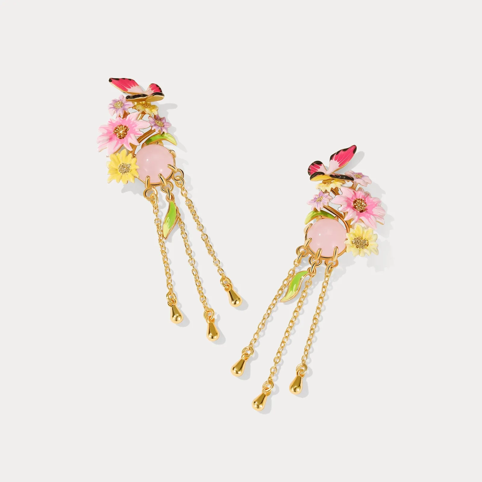 Butterfly Love Flower Tassel Earrings