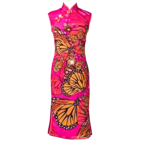 【BUTTERFLY】100% Silk Crystal Cheongsam (Sleeveless)