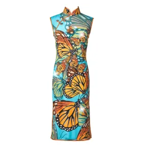 【BUTTERFLY】100% Silk Crystal Cheongsam (Sleeveless)