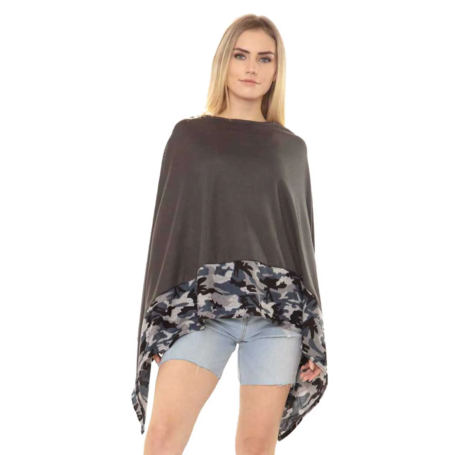 Camouflage Pattern Trim Poncho