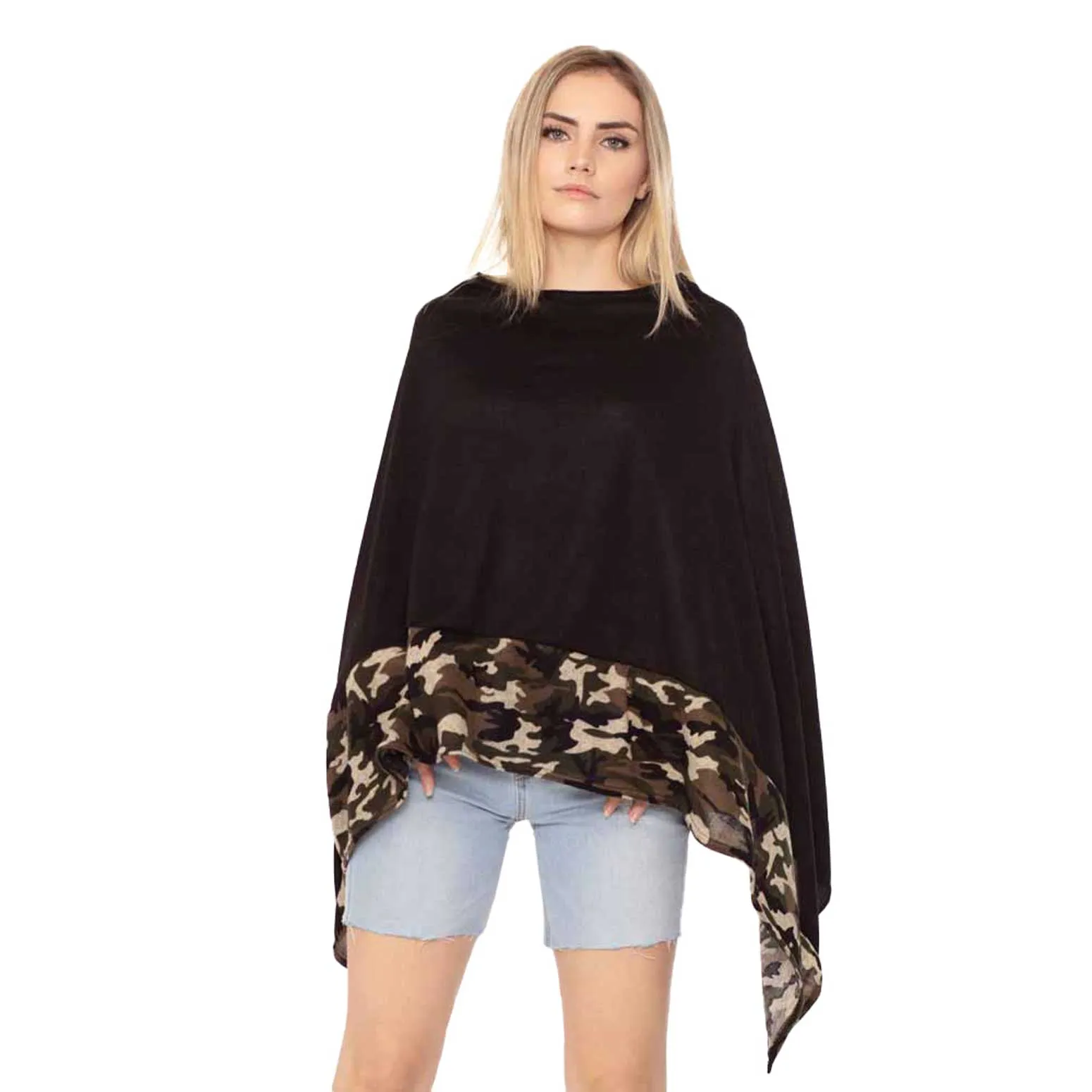 Camouflage Pattern Trim Poncho