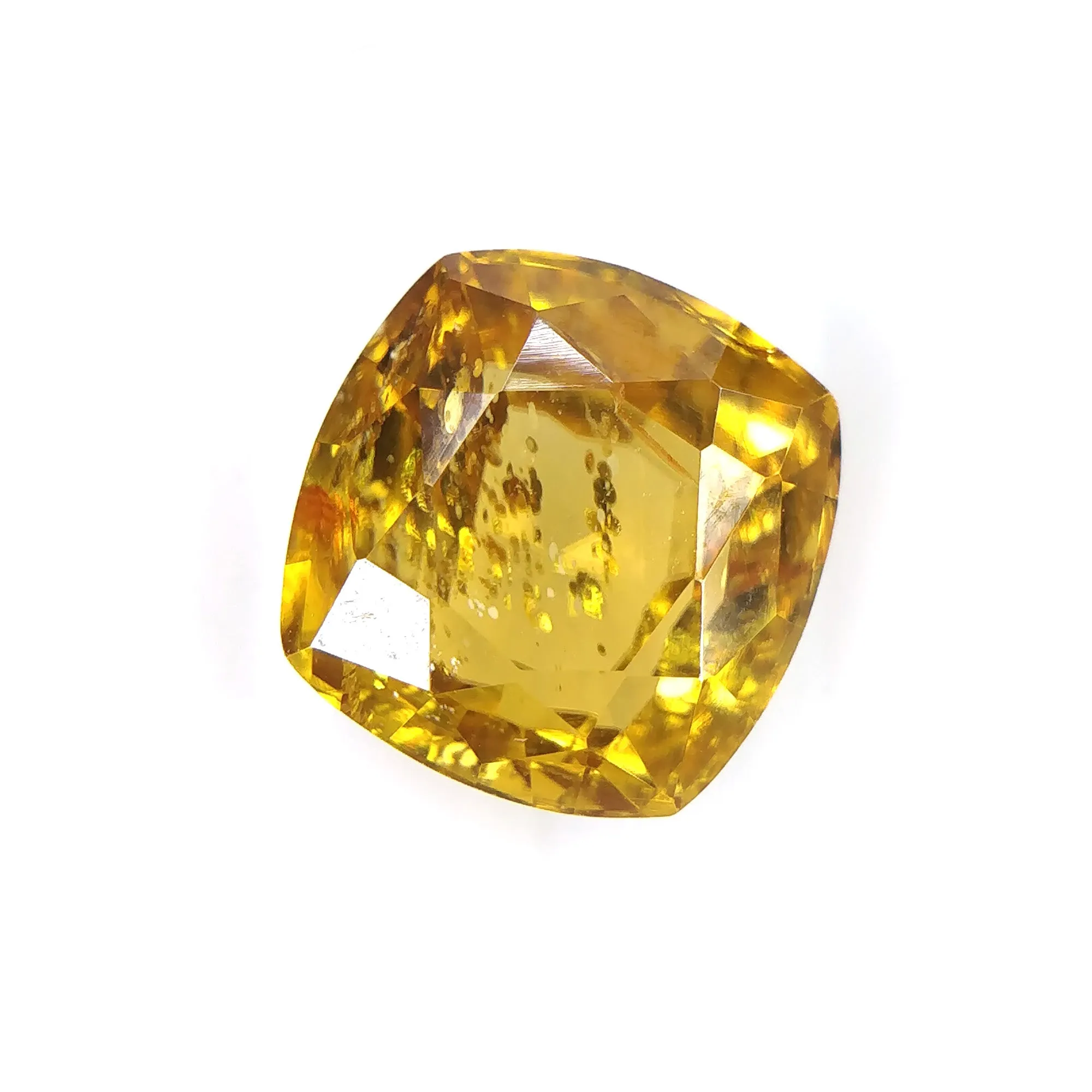 CERTIFIED YELLOW ZIRCON Gemstone Normal Cut : 8.10cts Natural Untreated Zircon Cushion Shape 10.75*10.44mm