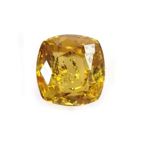 CERTIFIED YELLOW ZIRCON Gemstone Normal Cut : 8.10cts Natural Untreated Zircon Cushion Shape 10.75*10.44mm