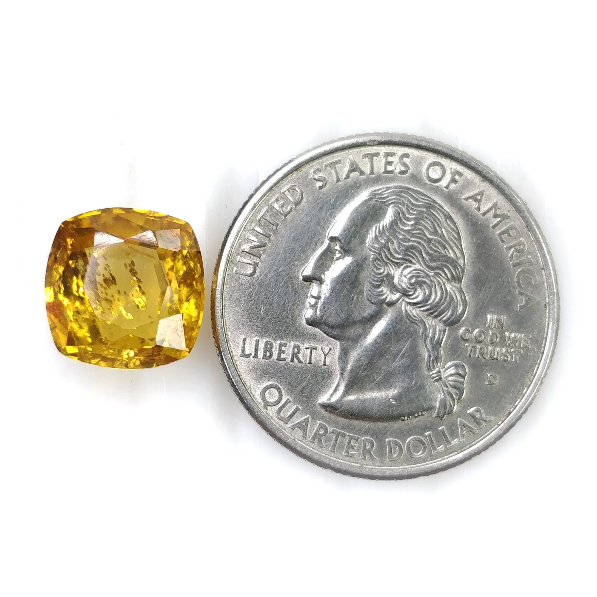 CERTIFIED YELLOW ZIRCON Gemstone Normal Cut : 8.10cts Natural Untreated Zircon Cushion Shape 10.75*10.44mm