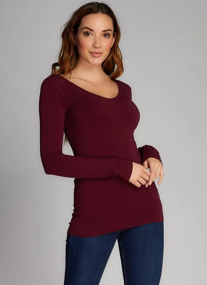 C'EST MOI Bamboo Long Sleeve V-Neck Top