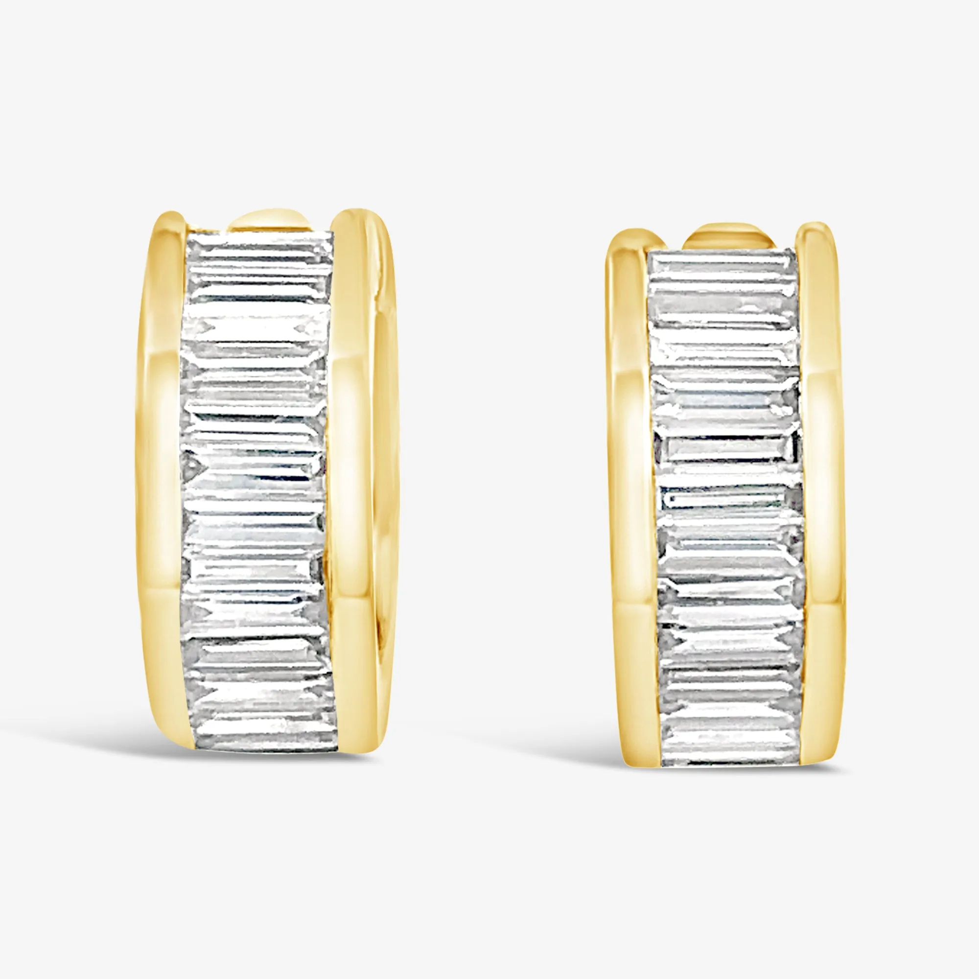 Channel Set Baguette 0.45CT Huggie Earrings