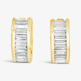 Channel Set Baguette 0.45CT Huggie Earrings