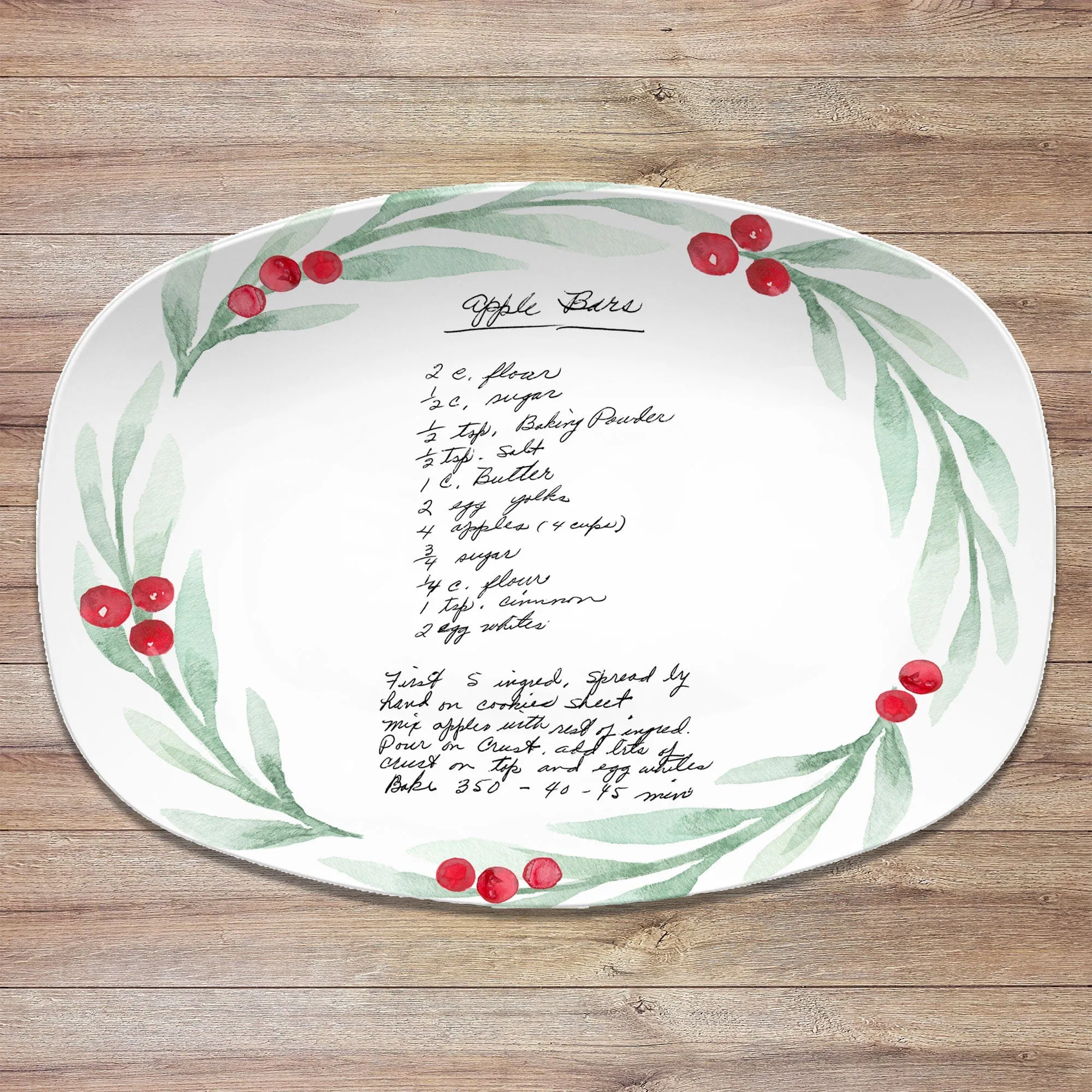 Christmas Cookie Handwritten Recipe Personalized Platter