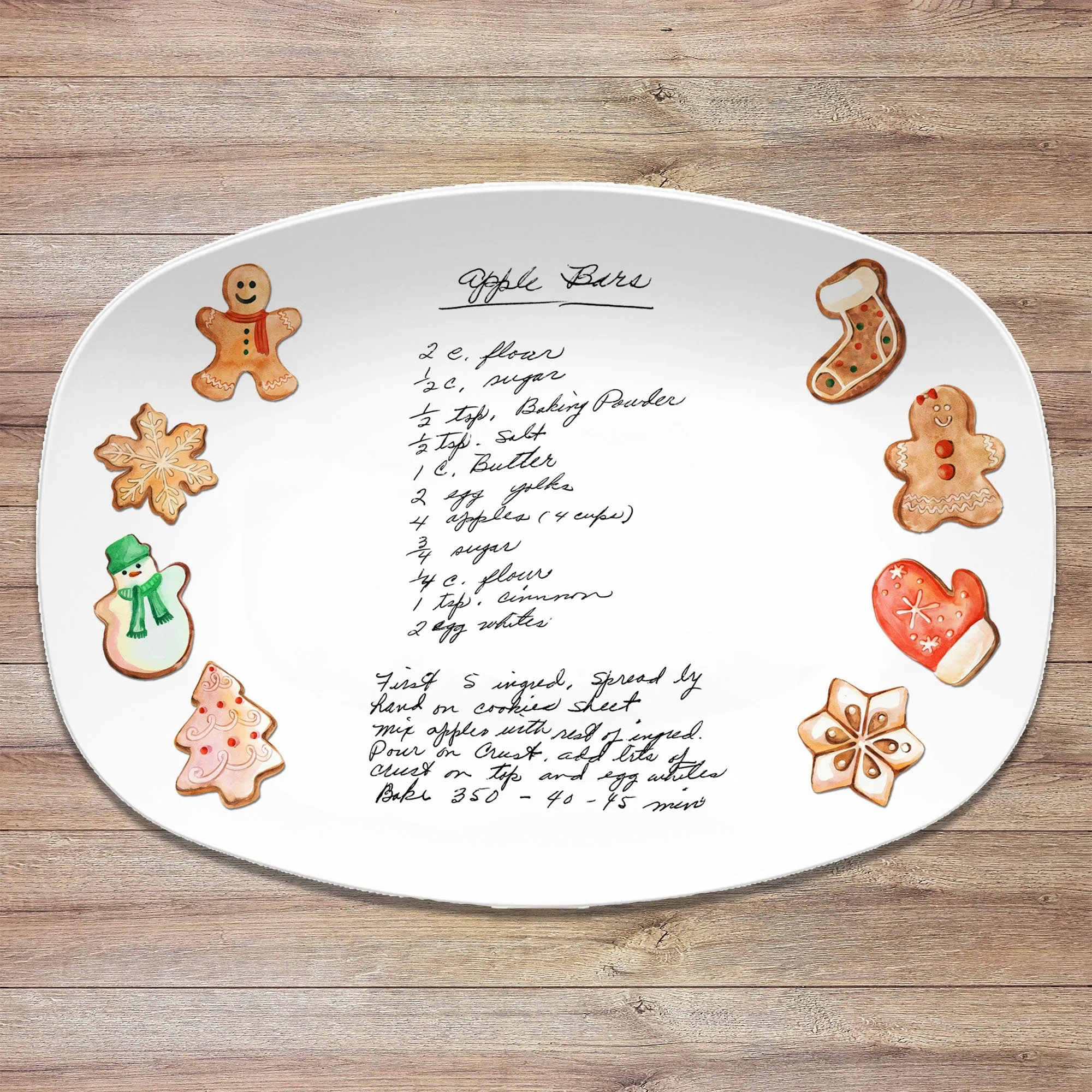 Christmas Cookie Handwritten Recipe Personalized Platter