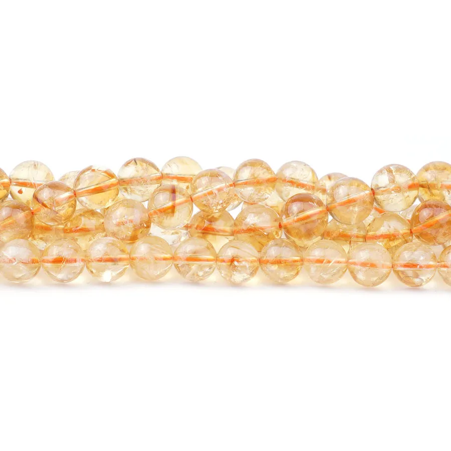 Citrine 8mm Round (Natural) AA Grade - 15-16 inch