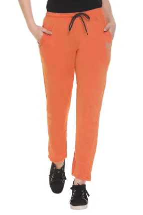 Cotton Track Pants For Women - Coral Orange