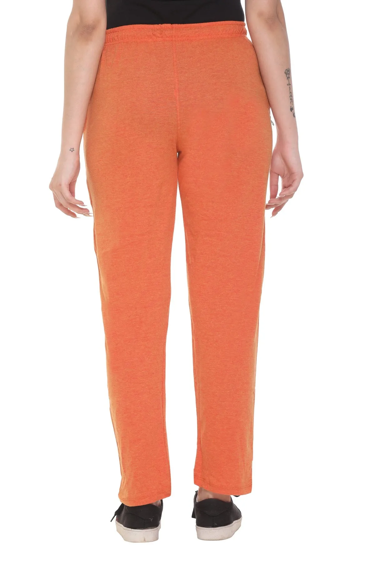 Cotton Track Pants For Women - Coral Orange