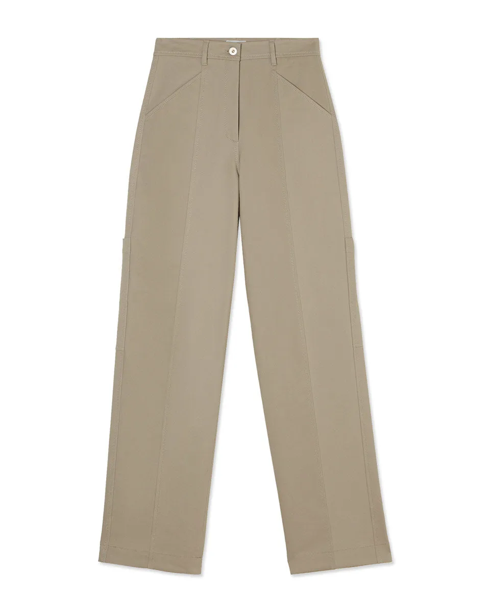 Cotton Utility Cargo Trouser | Taupe