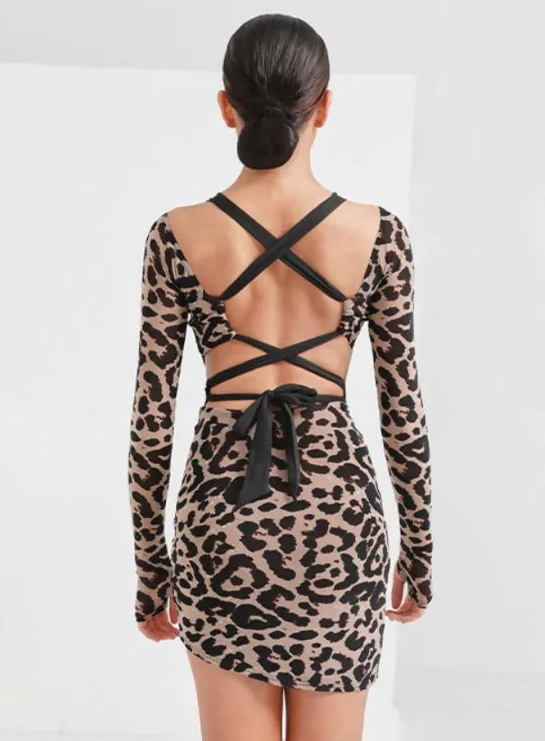 Cutout Couture Dress | Black/Leopard | 2177