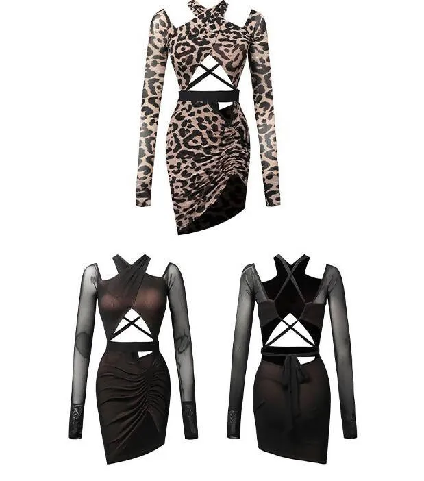 Cutout Couture Dress | Black/Leopard | 2177