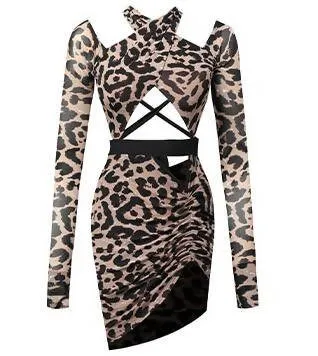 Cutout Couture Dress | Black/Leopard | 2177