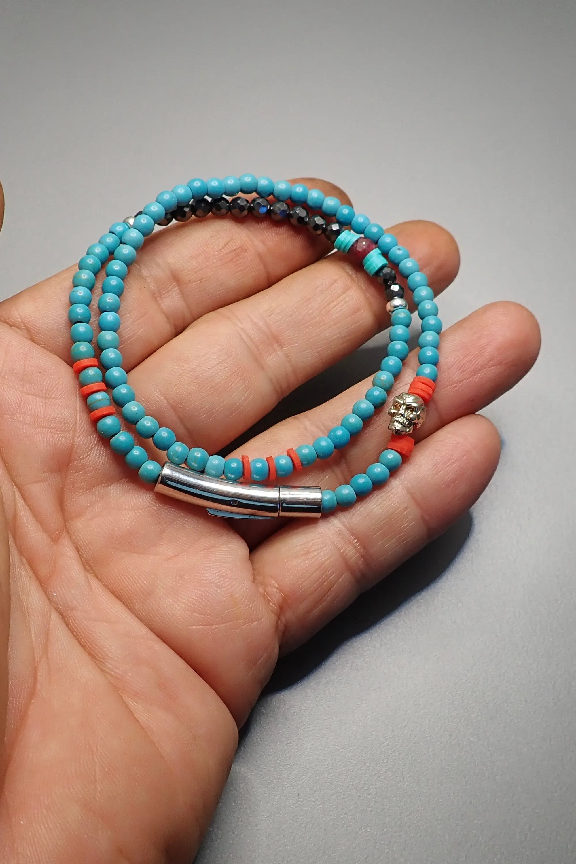 DOUBLE WRAP TURQUOISE BRACELET - one made