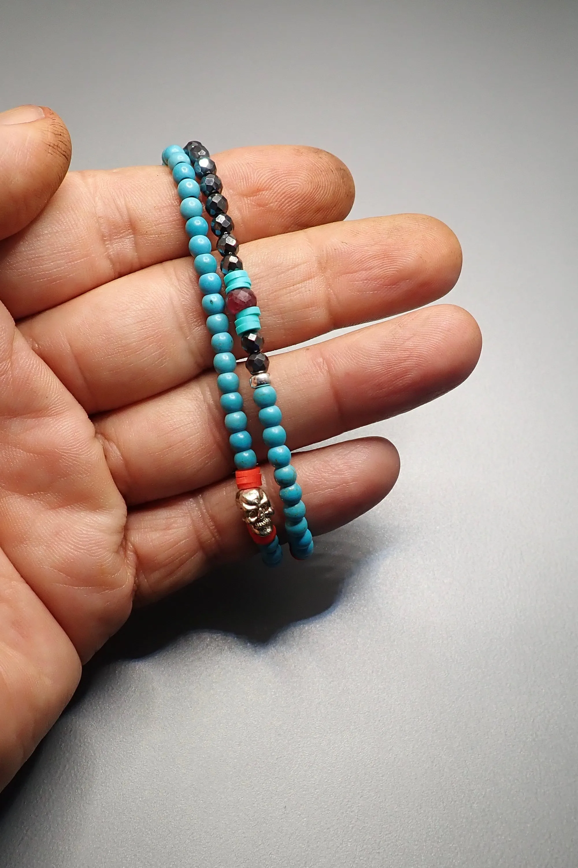 DOUBLE WRAP TURQUOISE BRACELET - one made