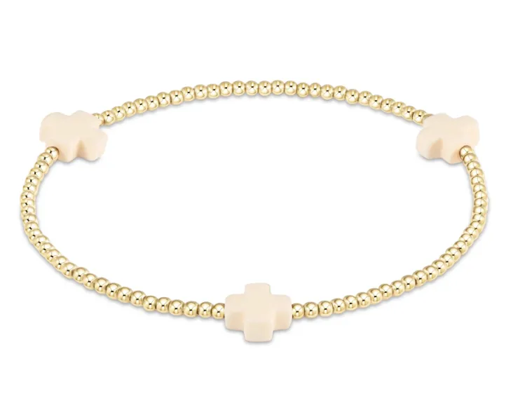 E Newton Signature Cross 2mm Bead Bracelet