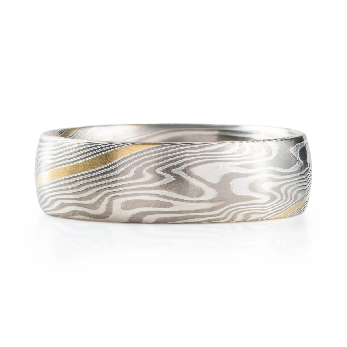 Elegant Mokume Band in Twist Pattern and Ash Palette with Stratum