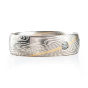 Elegant Mokume Band in Twist Pattern and Ash Palette with Stratum